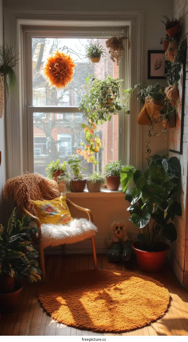 Cozy Interior Design with Plants and Warm Tones