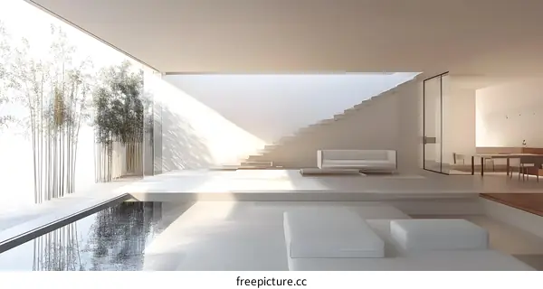 Minimalist Modern Architecture Interior Design with Bamboo Garden