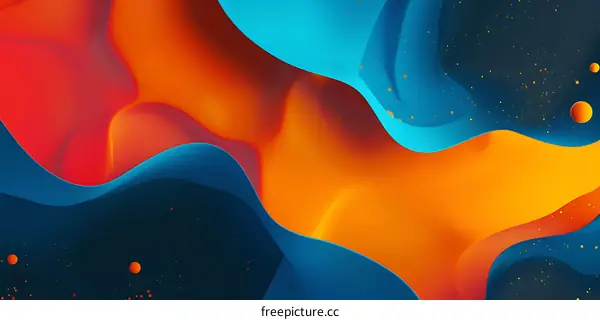Abstract Blue Orange Yellow Wavy Shapes Background