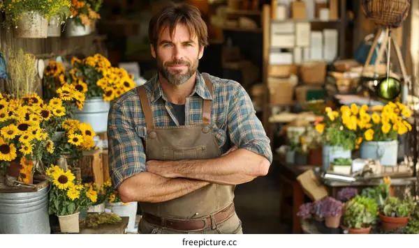 Confident Florist in a Sunny Shop