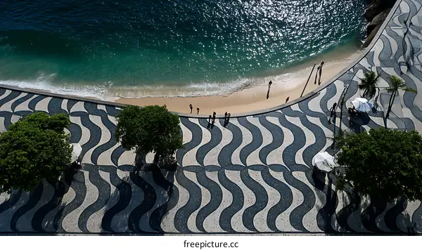 Coastal Walkway with Artistic Mosaic Patterns