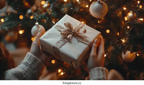 Christmas Gift in Hands of a Person