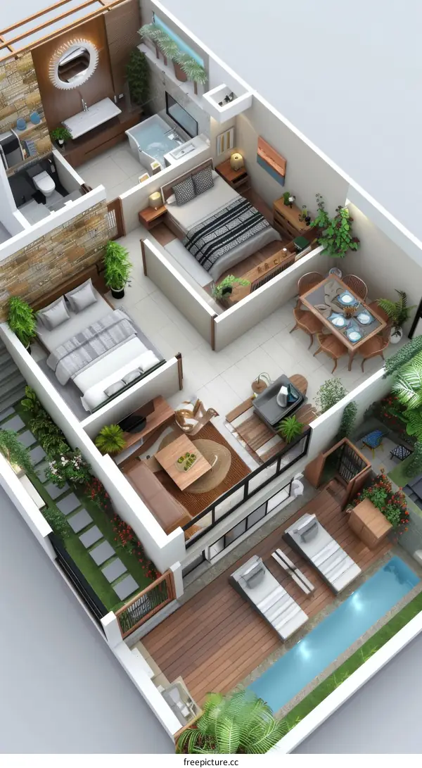 Luxury House Floor Plan Design with Outdoor Pool