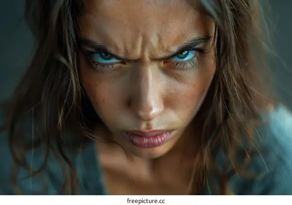 Portrait of an angry young woman