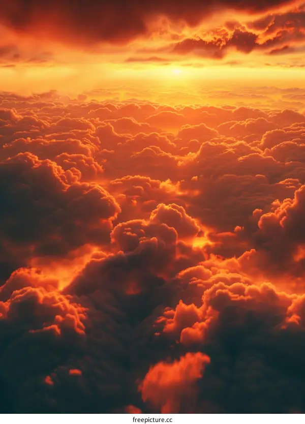 Fiery Cloud Sunset in the Sky