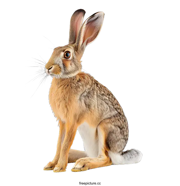 [Transparent Background PNG]Brown hare isolated on white background