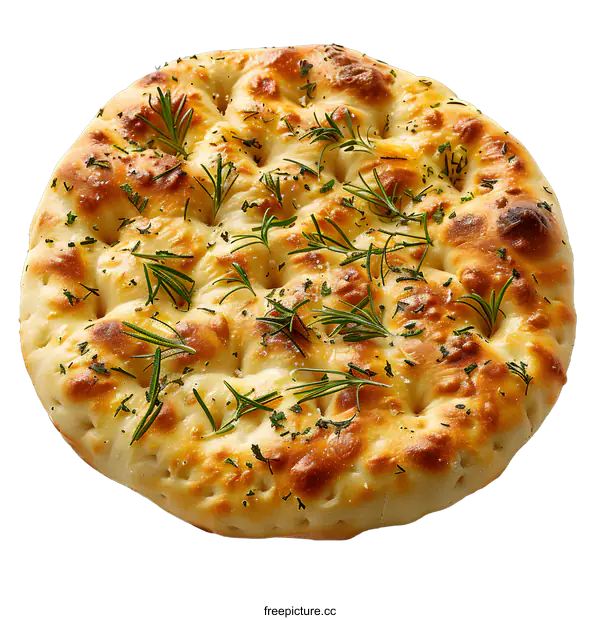 [Transparent Background PNG]Freshly Baked Rosemary Focaccia Bread