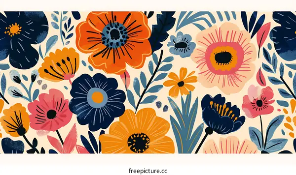 Colorful Floral Seamless Pattern Design