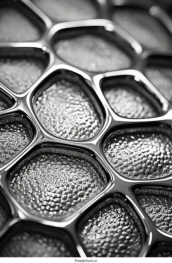 Honeycomb Structure: Black and White Close-up