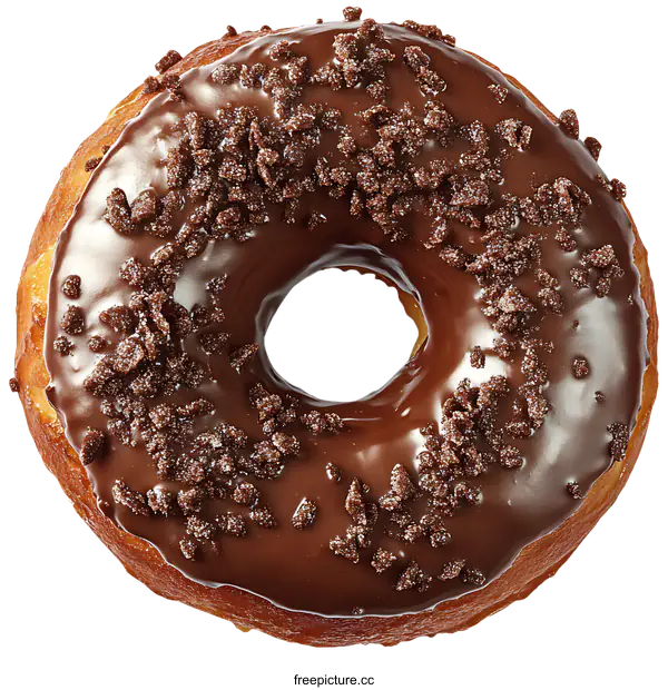 [Transparent Background PNG]Delicious Chocolate Glazed Donut with Sprinkles