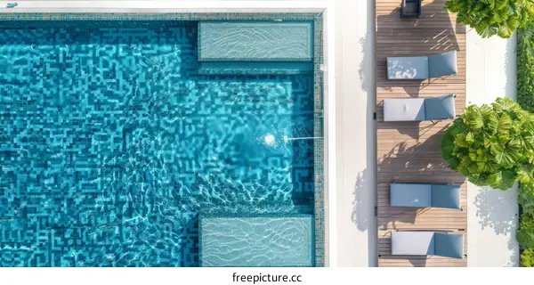 Tranquil Turquoise Pool with Sun Loungers