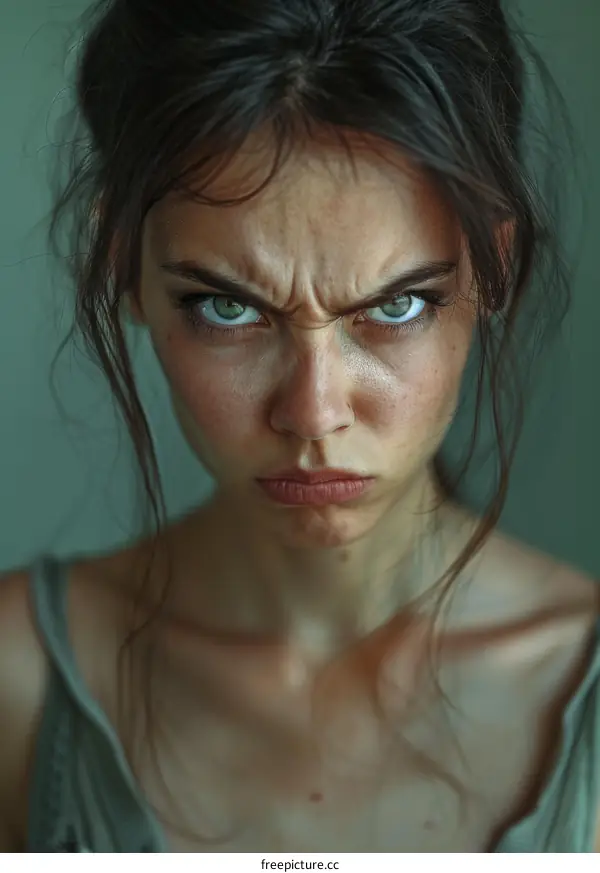 Closeup Portrait of an Angry Woman