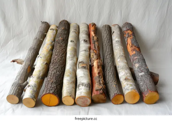 A variety of firewood logs