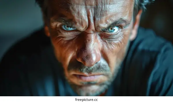 Close-up Portrait of an Angry Man