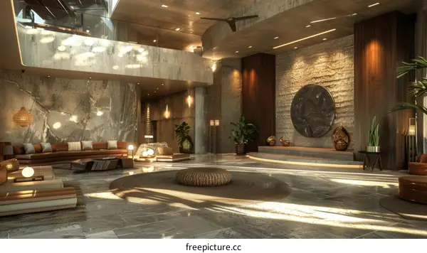 Modern Luxurious Lobby Interior Design Illustration