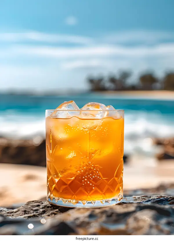 refreshing summer cocktail by the beach