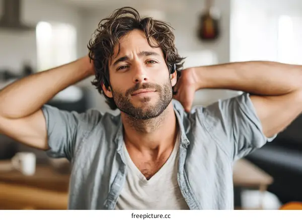 Relaxed Man with Wireless Headphones