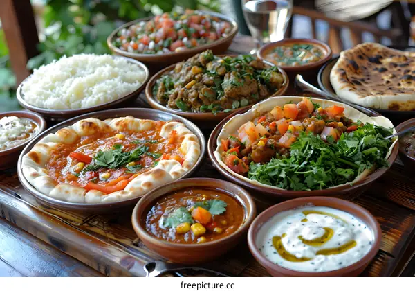 A delicious meal of traditional Indian food