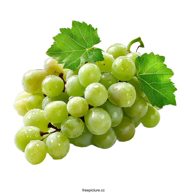[Transparent Background PNG]Fresh green grapes on white background