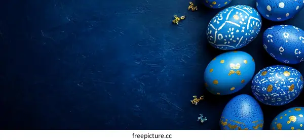 Easter Eggs Decorated in Deep Blue