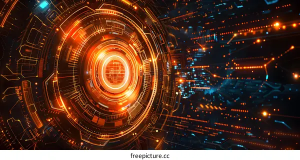 Abstract Technology Background with Glowing Lines and Circles