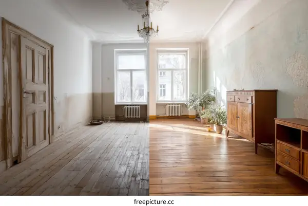 Renovation Before and After of an Interior Room