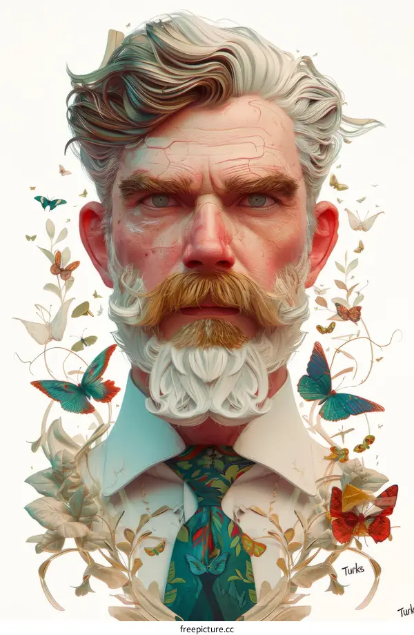 Portrait of a Victorian Gentleman with Butterflies