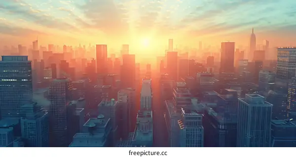 New York City Sunset Skyline