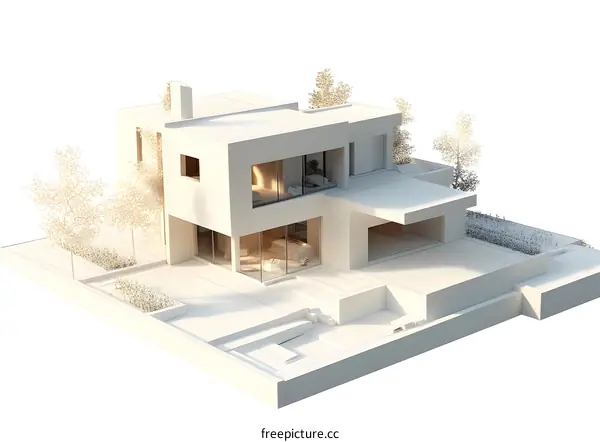 Modern House 3D Model Design Illustration