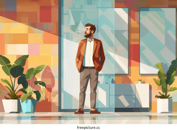 Businessman standing in a modern office