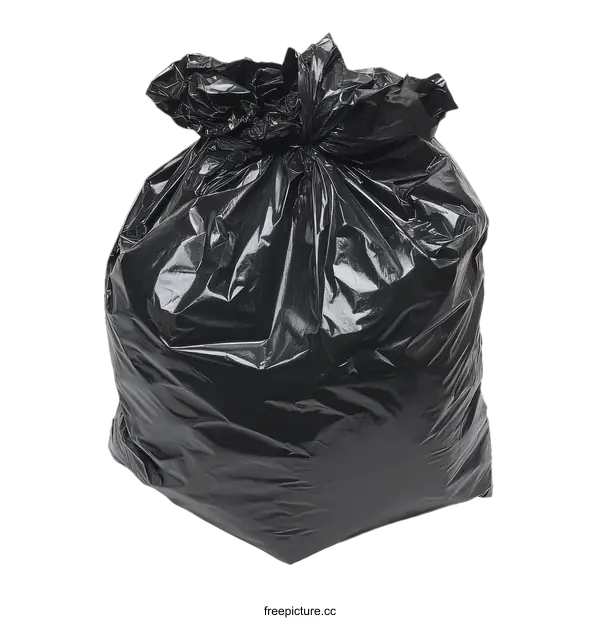 [Transparent Background PNG]Black Garbage Bag on White Background