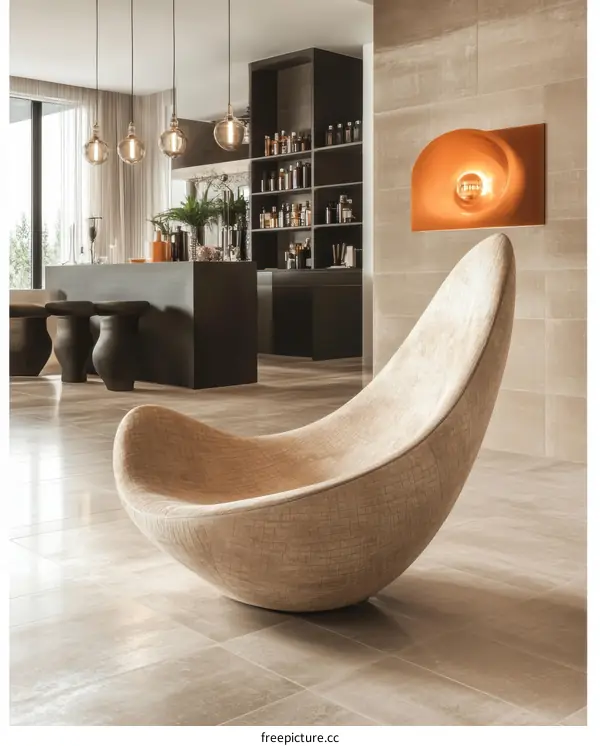 Modern Beige Rocking Chair in a Luxurious Interior
