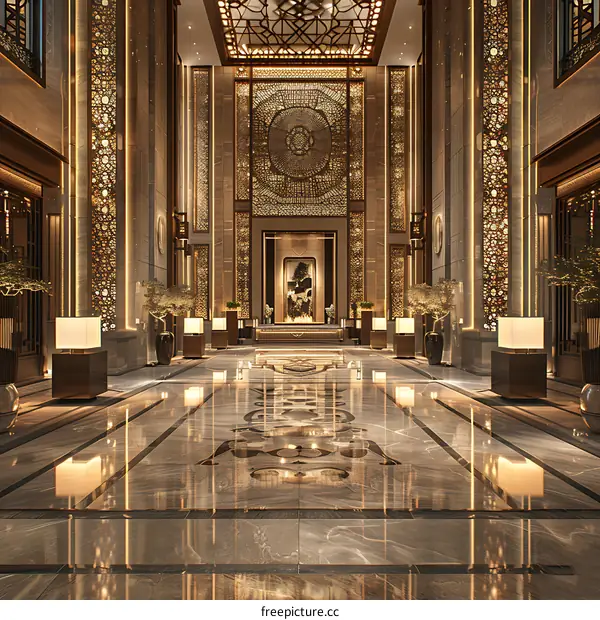 The magnificent hotel lobby