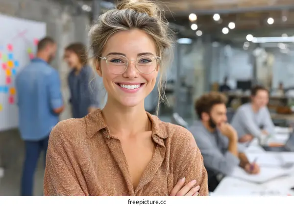 Confident Woman in Modern Office Setting