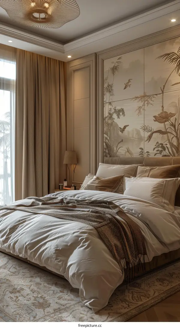 Luxury Bedroom Interior Design with Beige Walls and a Large Bed