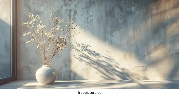 Elegant Dried Flowers in Vase on Light Gray Wall