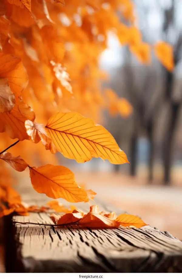 Close-up of fallen orange autumn leaves against blurred background