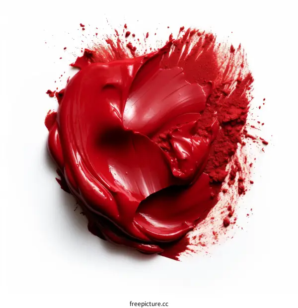 Red lipstick smudge with red powder