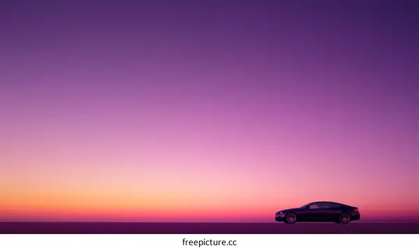 Sunset Horizon with a Single Car