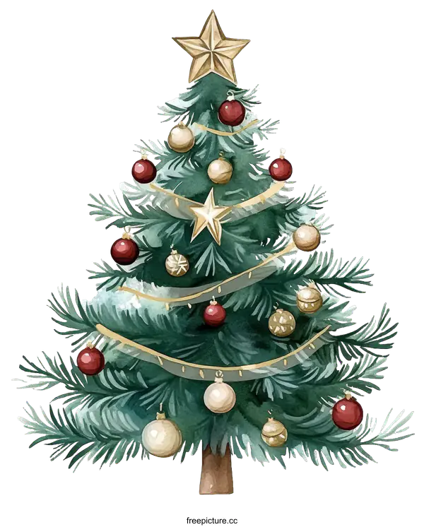 [Transparent Background PNG]Watercolor Christmas Tree Illustration