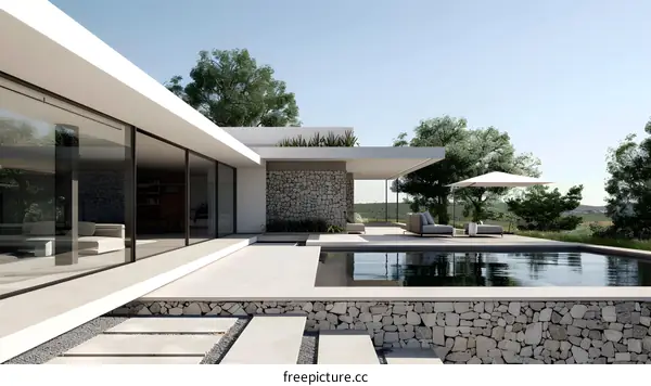 Modern Minimalist House with Swimming Pool and Terrace