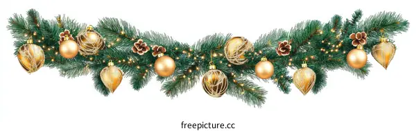 Christmas Garland with Gold Ornaments