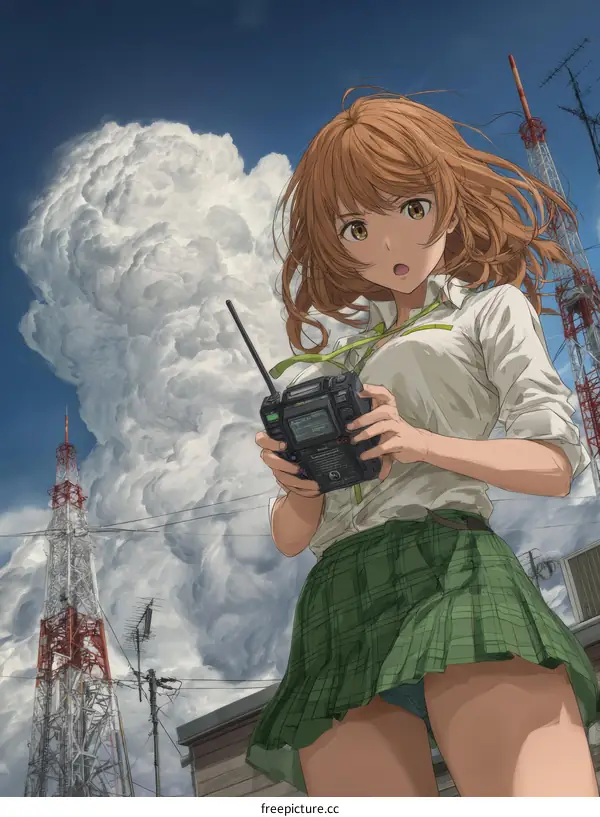 Anime Girl Holding a Radio Control Device