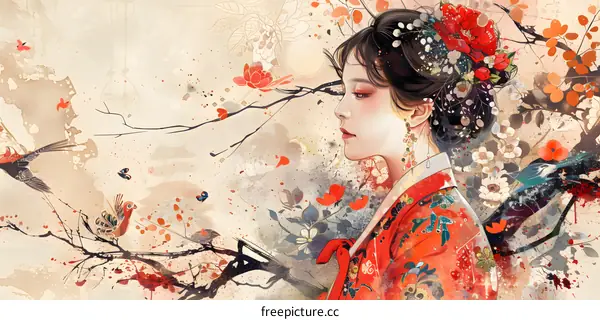 A beautiful painting in the style of traditional Chinese art