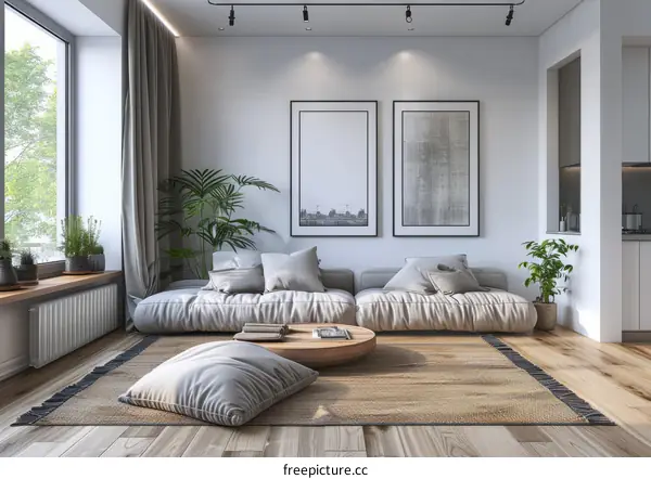 Modern Scandinavian Living Room With Plants