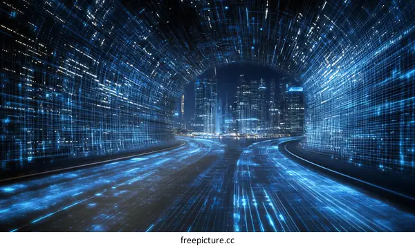 Digital City Tunnel Road Illustration