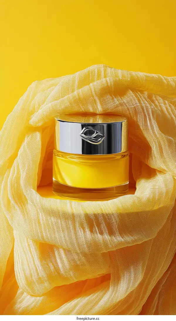 Luxury Yellow Cream Jar with Fabric