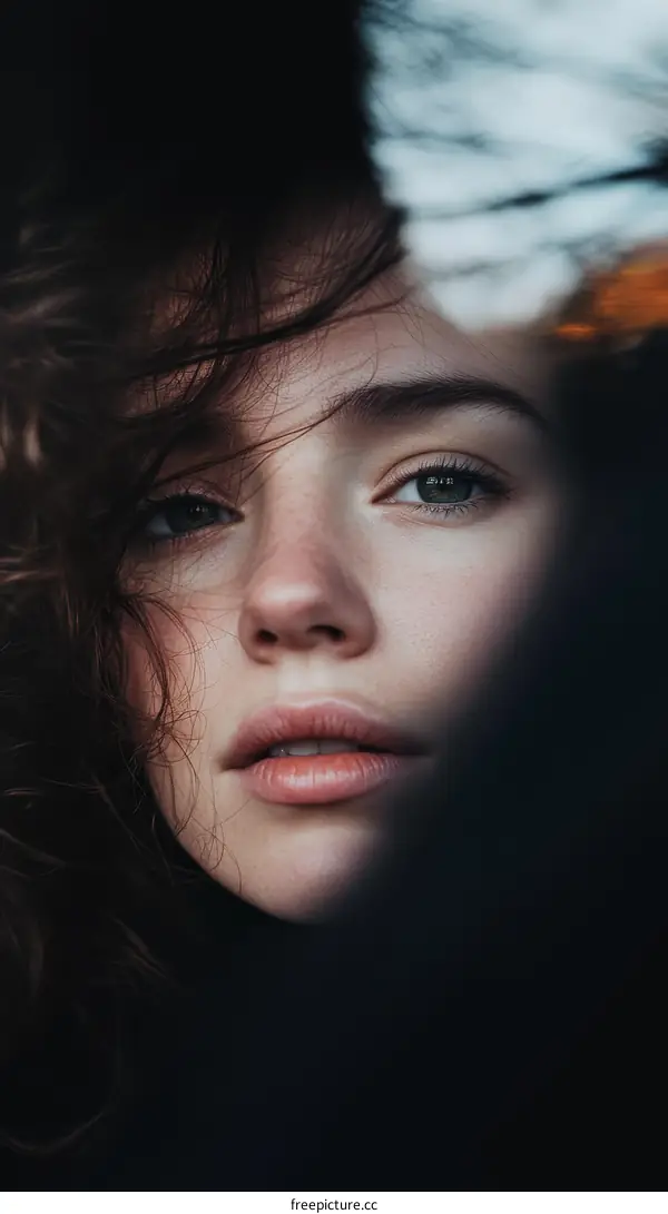 Close-up Portrait of a Woman with Intriguing Eyes