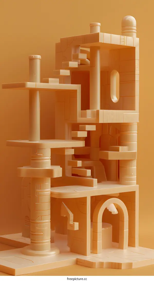 Abstract 3D Geometric Architecture Minimalist Design