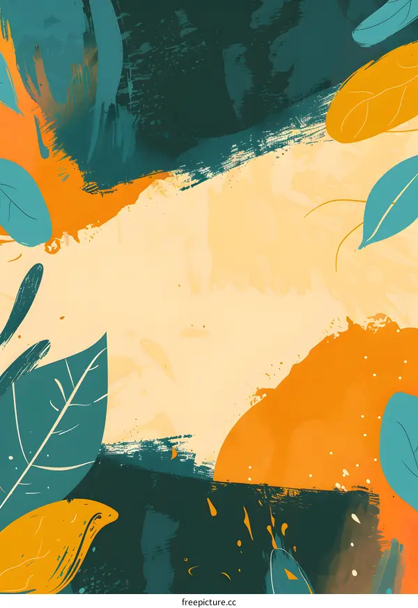 Abstract Green And Orange Watercolor Painting